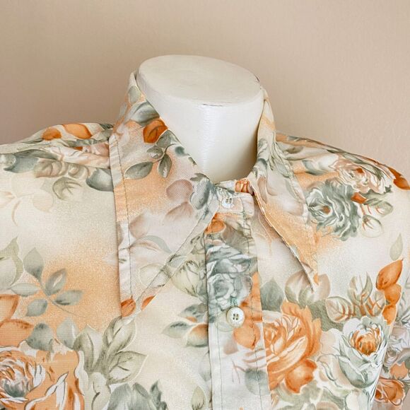 Vintage By Bogart of Texas Size 14 Floral Women's Blouse Pointy Collar Peachy - Picture 4 of 10